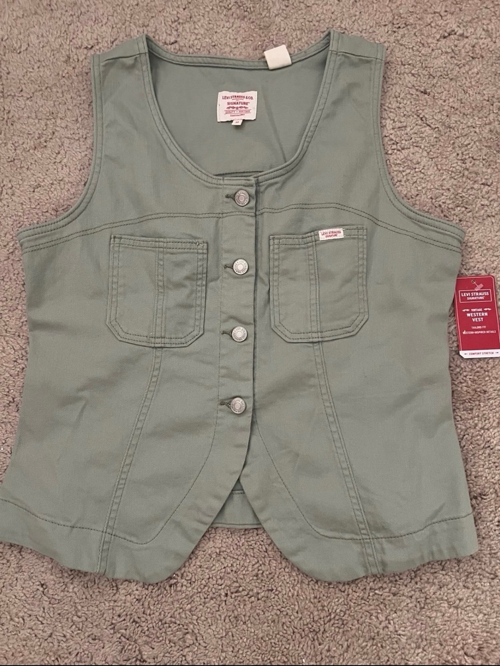 Levi's Women's Sage Green Button-Front Vest